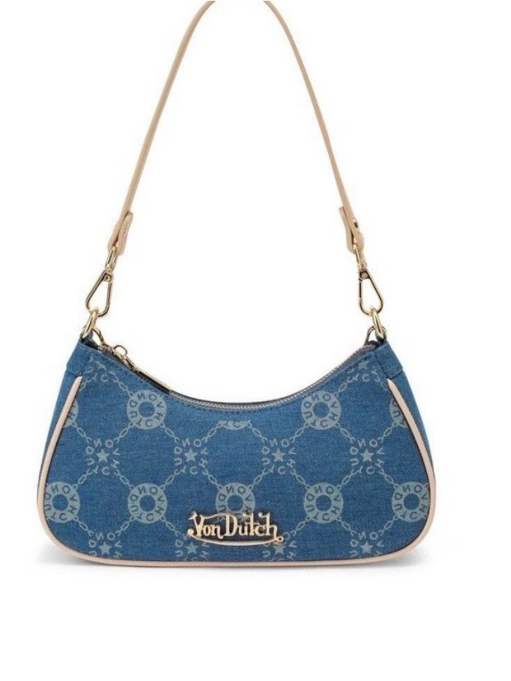 Von Dutch Denim Crescent Shoulder Bag - Picture 2 of 6
